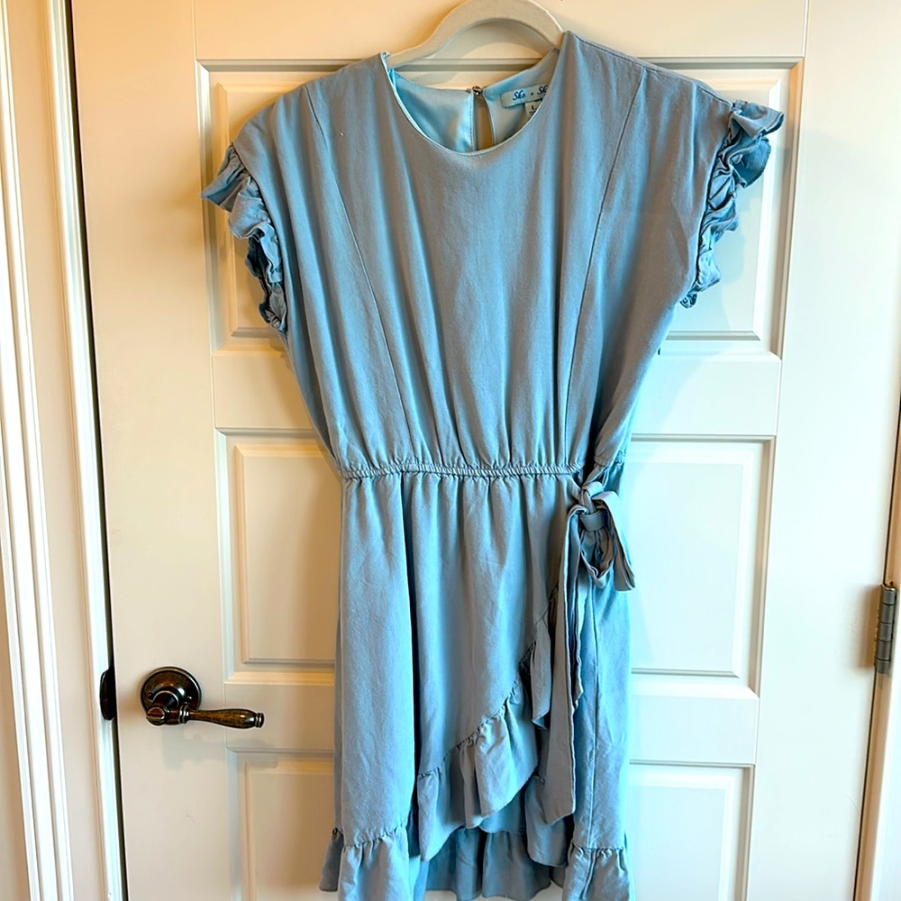 Chambray Colored Dress with Ruffle details !